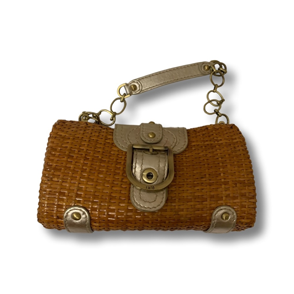 Rafe rattan/wicker bag with silver leather.